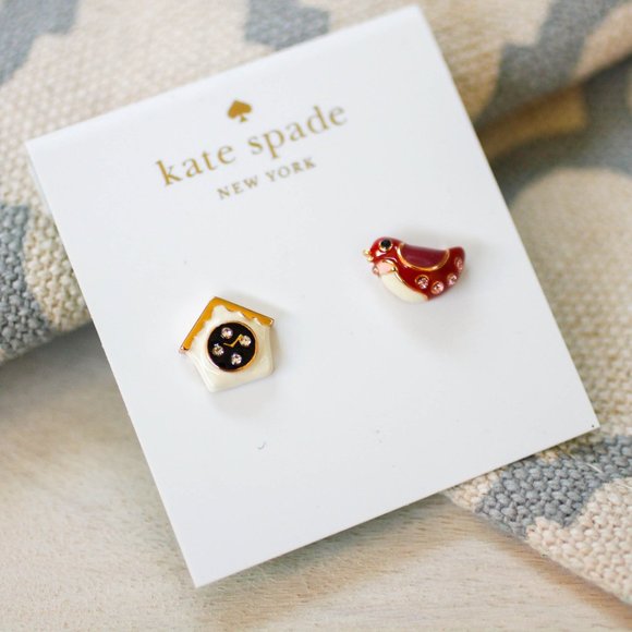 kate spade Jewelry - kate spade bird and birdhouse cute animal earrings stud